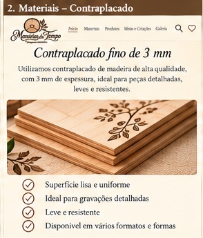 Materiais – Contraplacado — Memórias do Tempo